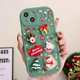 Cute Cartoon 3D Santa Claus Elk Snowman Christmas Tree Soft Case For IPhone