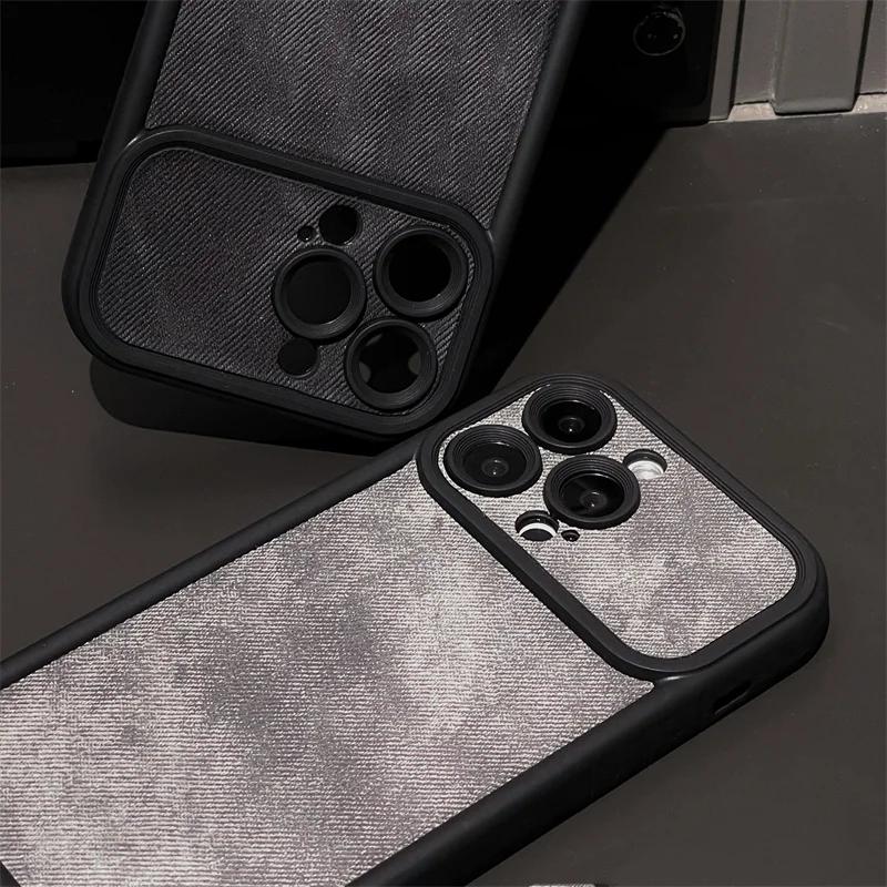 Luxury Matte Washed Denim Soft Leather Phone Case For IPhone