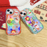 Cute 3D Santa Claus Elk Snowman Christmas Tree Phone Case For IPhone