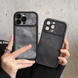 Luxury Matte Washed Denim Soft Leather Phone Case For IPhone