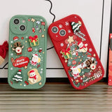 Cute Cartoon 3D Santa Claus Elk Snowman Christmas Tree Soft Case For IPhone