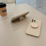 Retro Solid Color Matte With Holder Case For IPhone