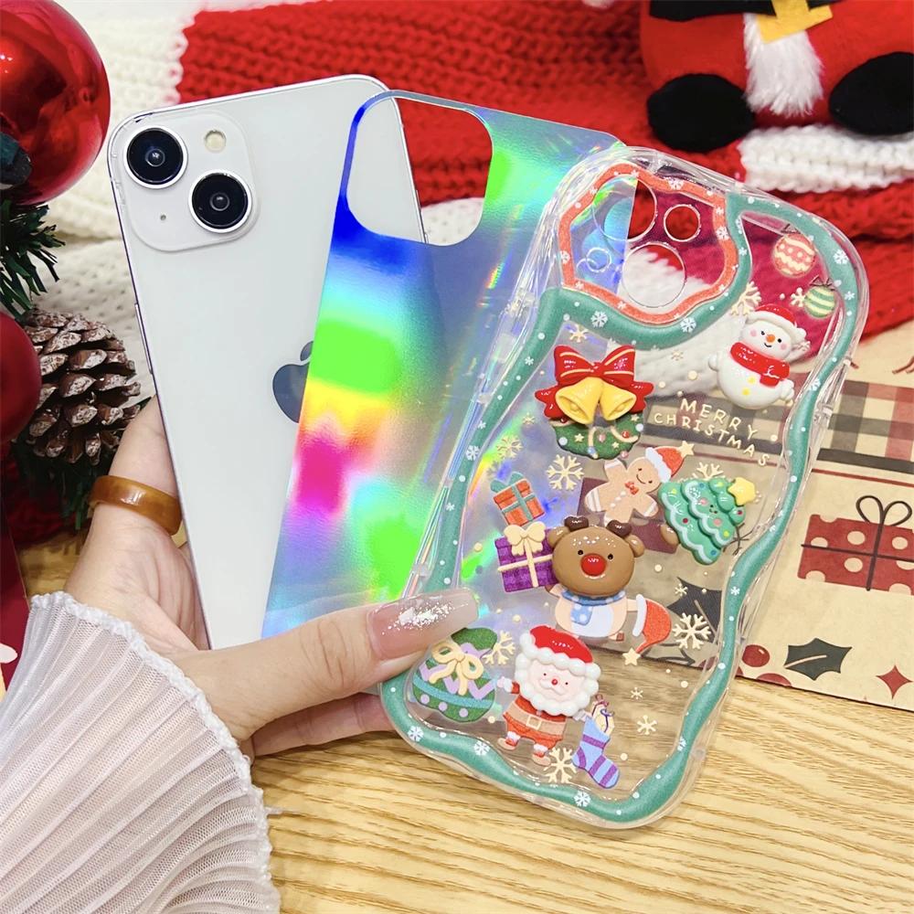 Cute 3D Santa Claus Elk Snowman Christmas Tree Phone Case For IPhone