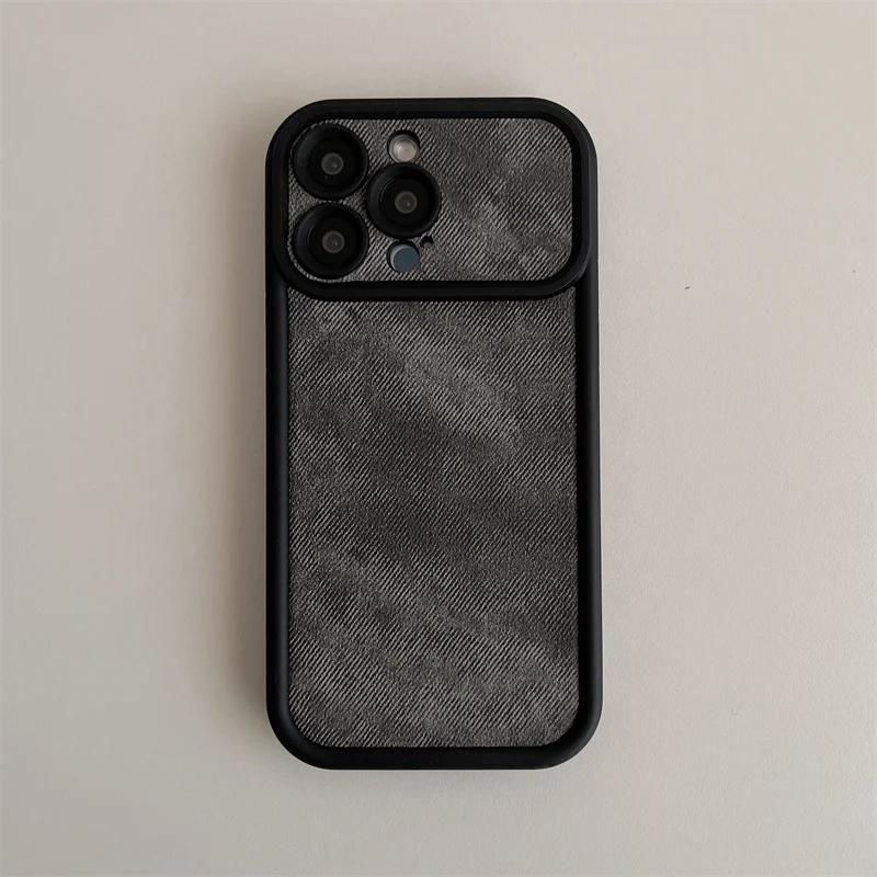 Luxury Matte Washed Denim Soft Leather Phone Case For IPhone