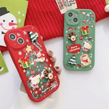 Cute Cartoon 3D Santa Claus Elk Snowman Christmas Tree Soft Case For IPhone