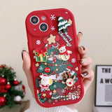 Cute Cartoon 3D Santa Claus Elk Snowman Christmas Tree Soft Case For IPhone