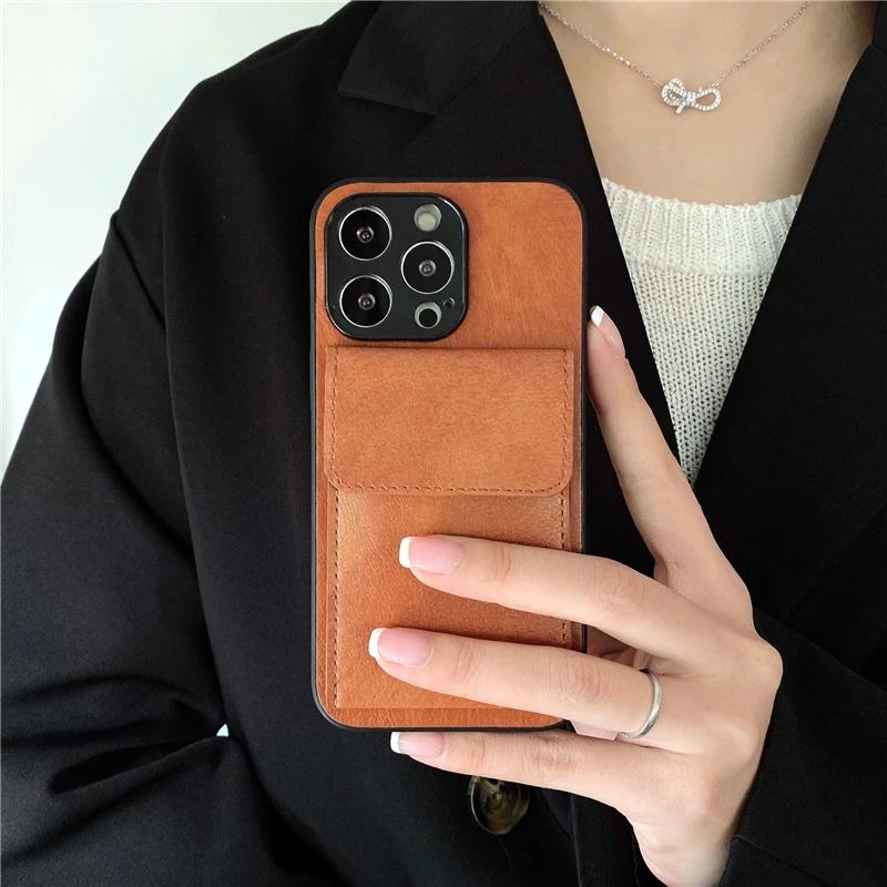 Luxury Leather Card Wallet Stand Phone Case For IPhone