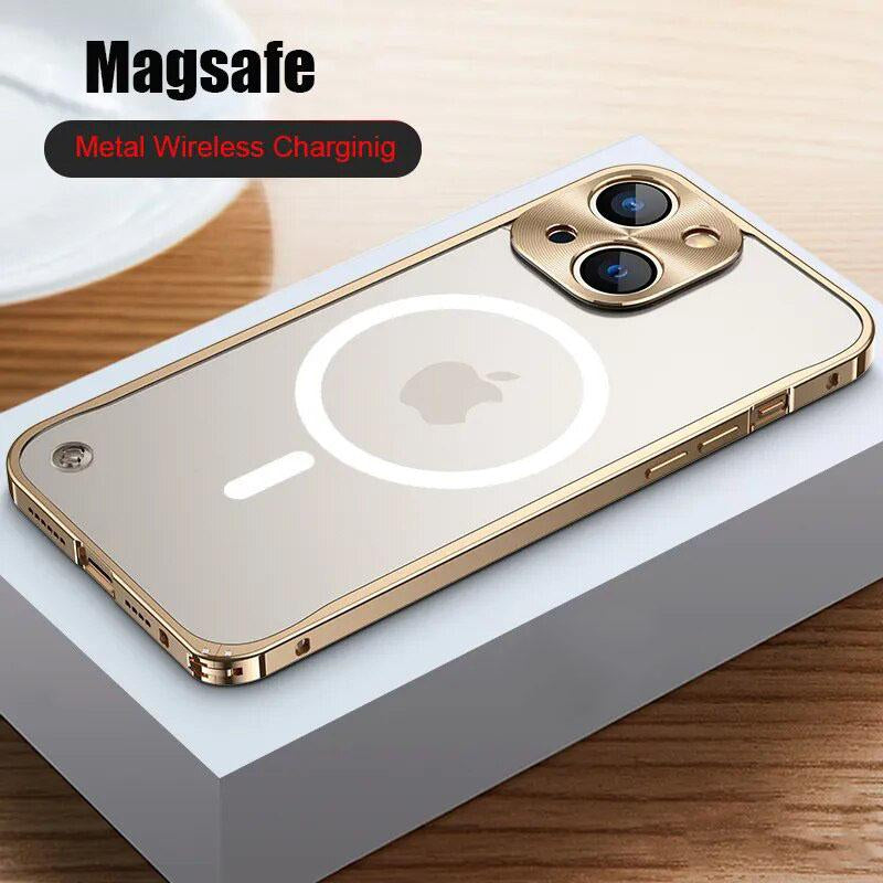 Custodia per telefono Magsafing di lusso in alluminio per iPhone