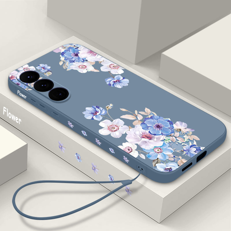 Flower Pattern Hand Lanyard Phone Case For Samsung