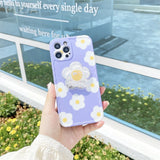 Liquid Silicone Glitter Flower Phone Case For iPhone