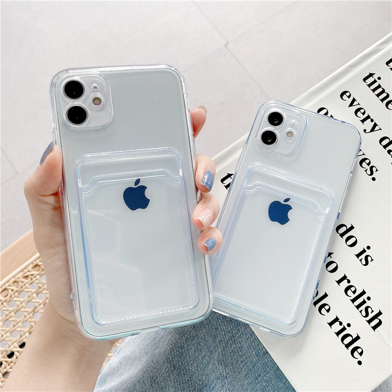 Card Holder Transparent Phone Case For iPhone