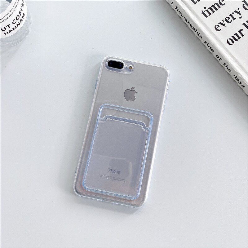 Card Holder Transparent Phone Case For iPhone