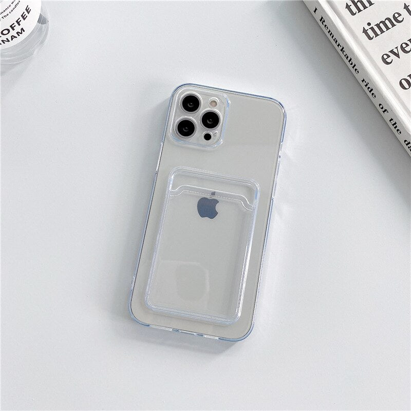 Card Holder Transparent Phone Case For iPhone