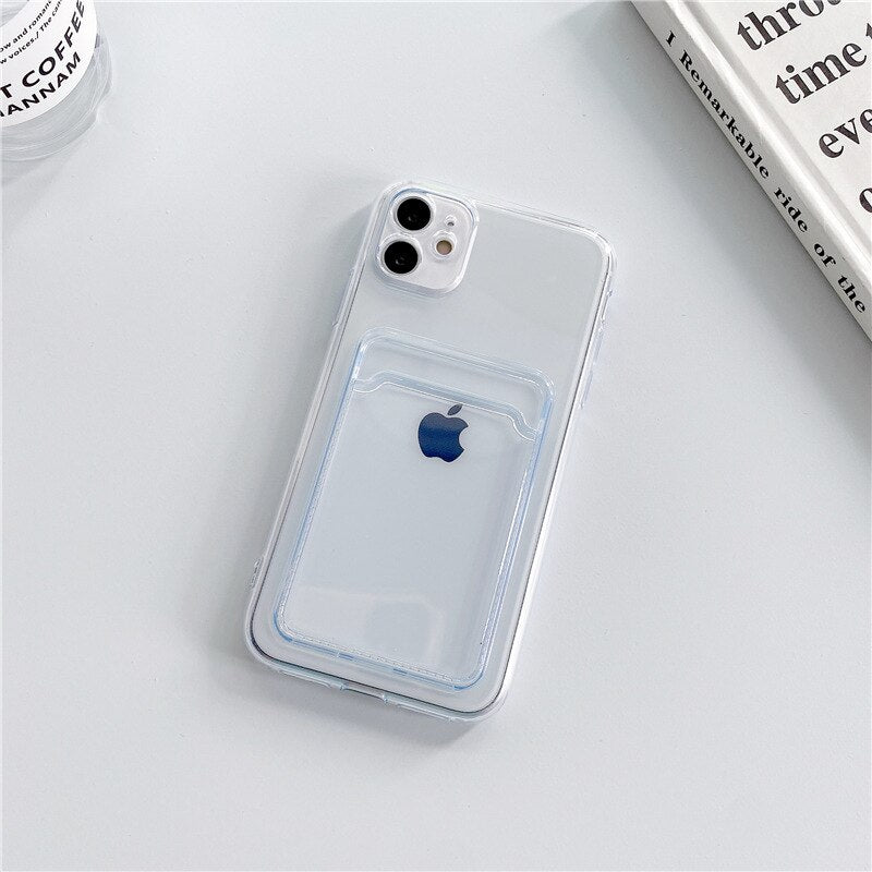 Card Holder Transparent Phone Case For iPhone