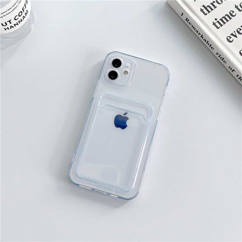 Card Holder Transparent Phone Case For iPhone