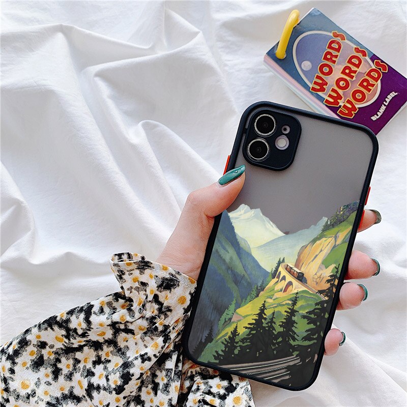 Aesthetic Painted Mountain Scenery Case for iphone
