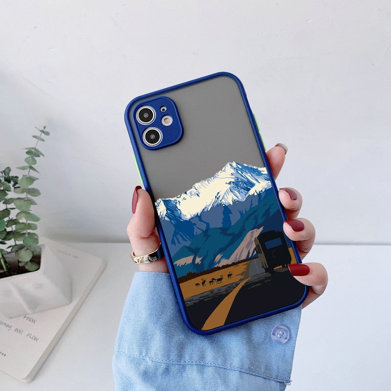 Aesthetic Painted Mountain Scenery Case for iphone