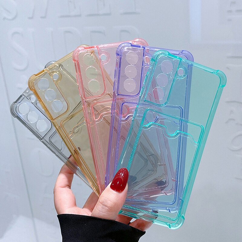 Card Bag Wallet Clear Phone Case For Samsung Galaxy