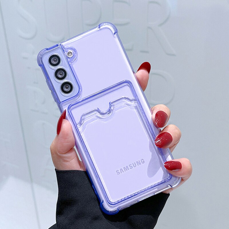 Card Bag Wallet Clear Phone Case For Samsung Galaxy