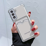 Card Bag Wallet Clear Phone Case For Samsung Galaxy