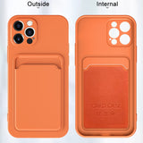 Card Holder Luxury Liquid Silicone Case For iPhone