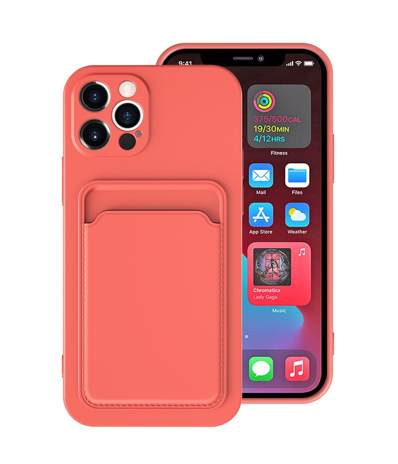 Custodia in silicone liquido di lusso per portacarte per iPhone 