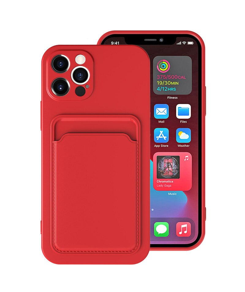 Card Holder Luxury Liquid Silicone Case For iPhone