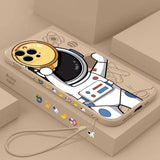 Space Astronaut Lanyard Silicone Case For iPhone