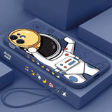Space Astronaut Lanyard Silicone Case For iPhone