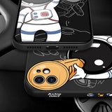 Space Astronaut Lanyard Silicone Case For iPhone