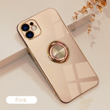 Classic Electroplate Ring Bracket Soft Case For iPhone