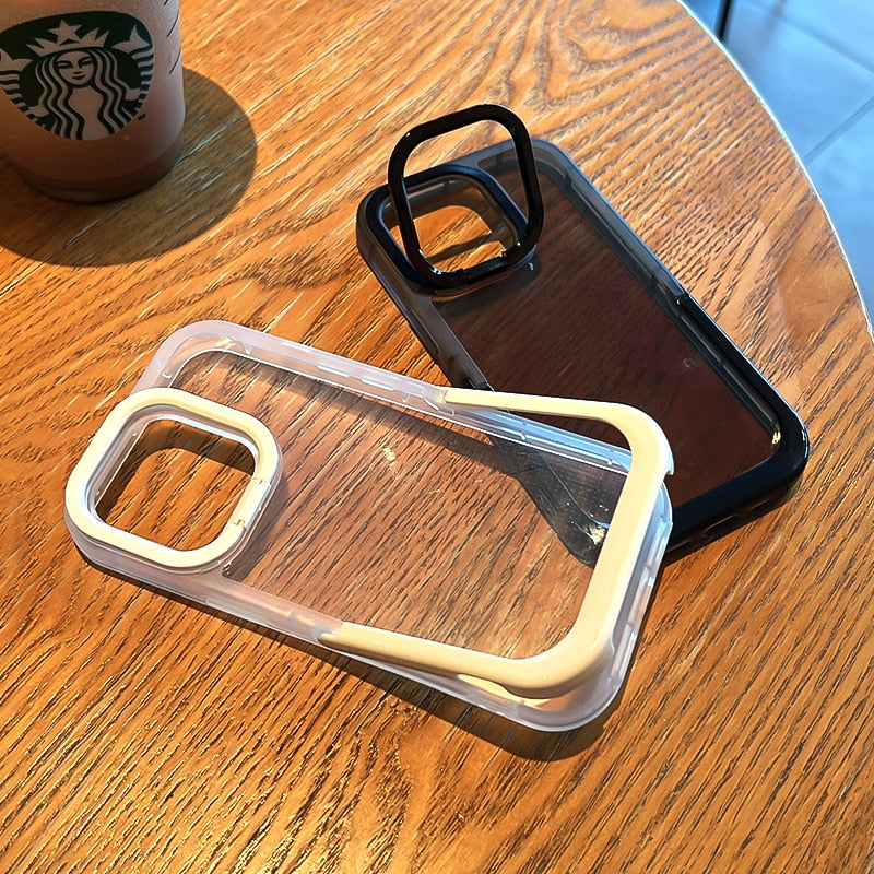 Clear Bumper Stand Holder Case For iPhone