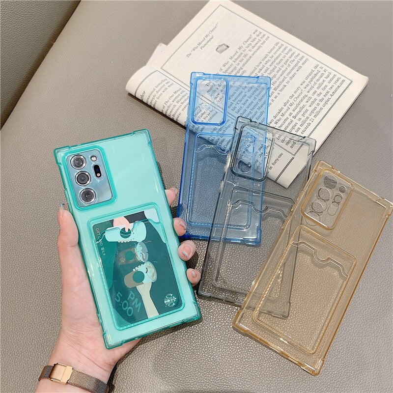 Clear Square Wallet Card Slots Case for Samsung Galaxy