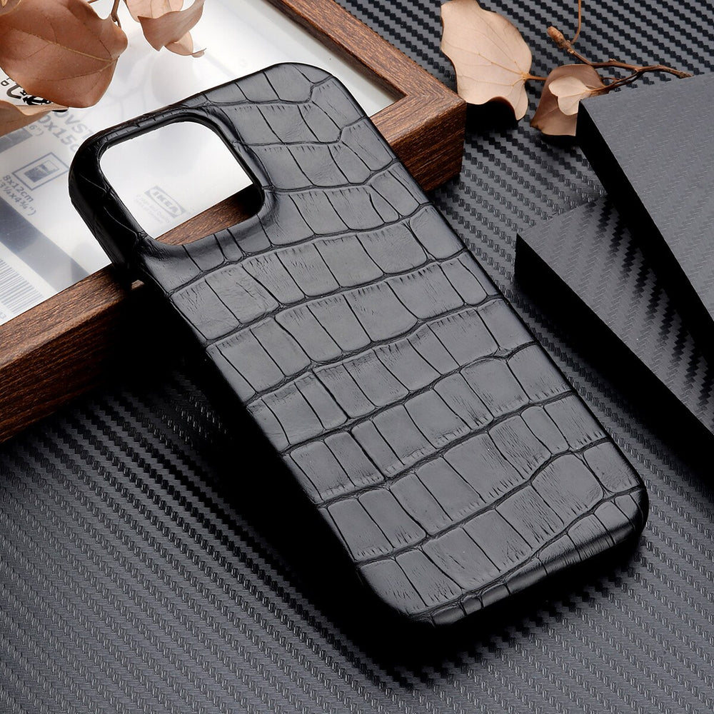 Crocodile Grain Leather Case For iPhone