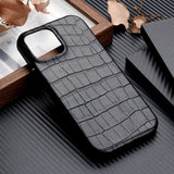 Crocodile Grain Leather Case For iPhone