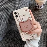 iPhone용 귀여운 3D 곰 스탠드 홀더 전화 케이스 