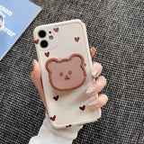 Custodia per telefono con supporto per supporto simpatico orso 3D per iPhone 
