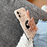 iPhone용 귀여운 3D 곰 스탠드 홀더 전화 케이스 