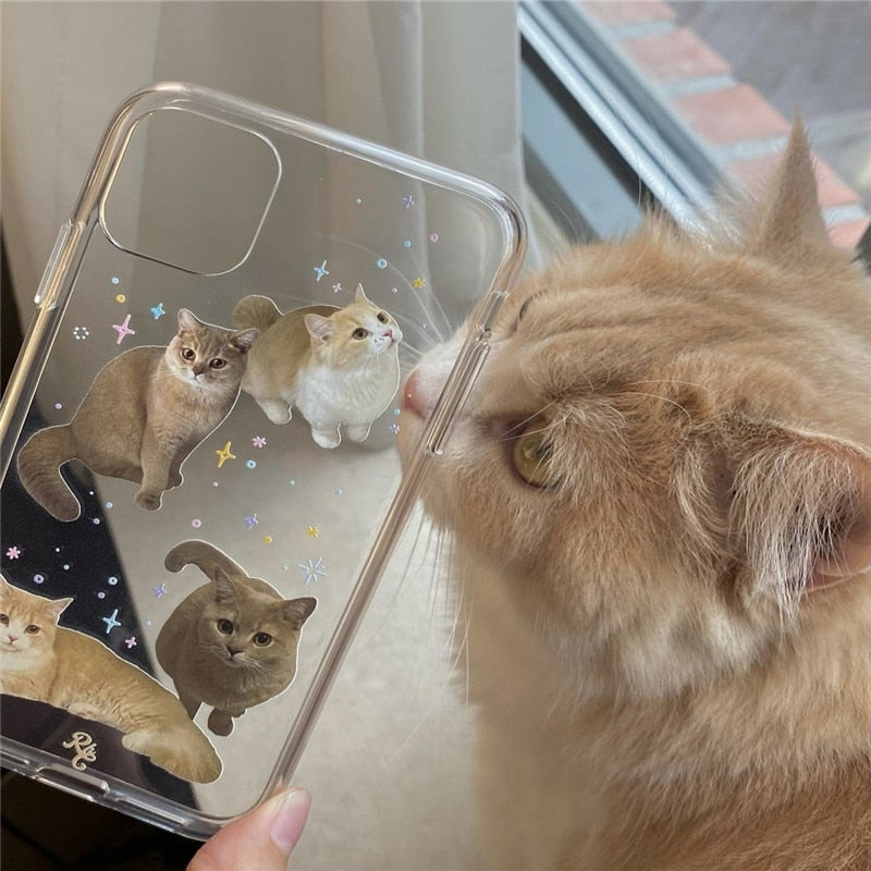 Custodia trasparente con simpatico gatto per iPhone 