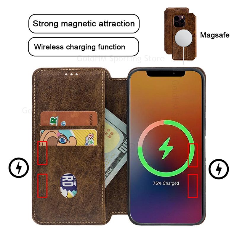 Card Wallet Magnetic Flip Case For iPhone