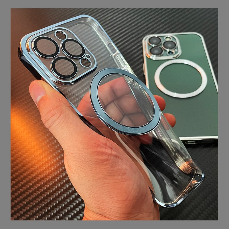 Lens Protector Transparent Magnetic Case For iPhone
