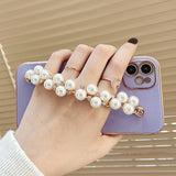6D Plating Pearl Chain Phone Case For iPhone