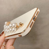 6D Plating Pearl Chain Phone Case For iPhone