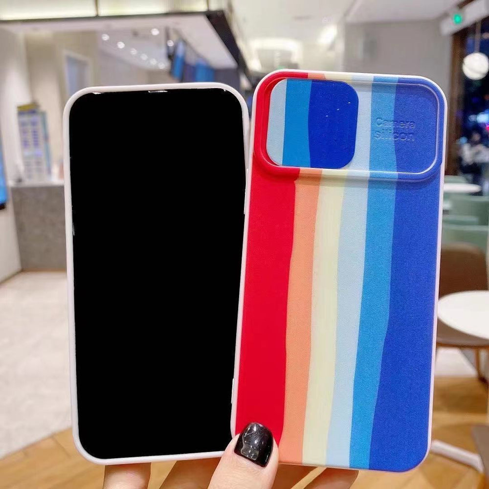 Custodia morbida protettiva arcobaleno con cornice per iPhone 