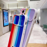Custodia morbida protettiva arcobaleno con cornice per iPhone 