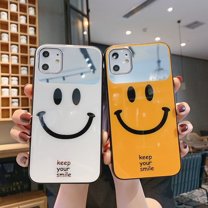 Glass Mirror Smiley Face Phone Case iPhone