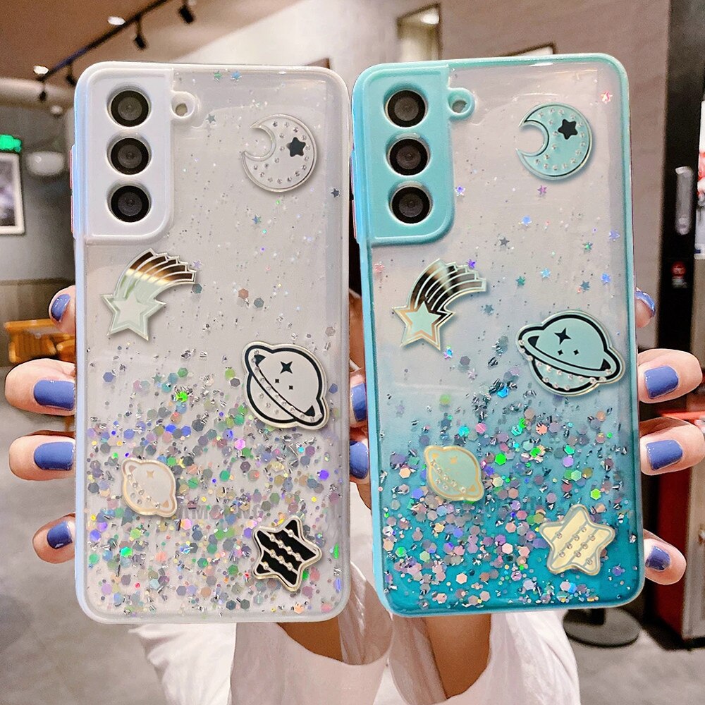 Glitter Planet Silicone Case For Samsung Galaxy