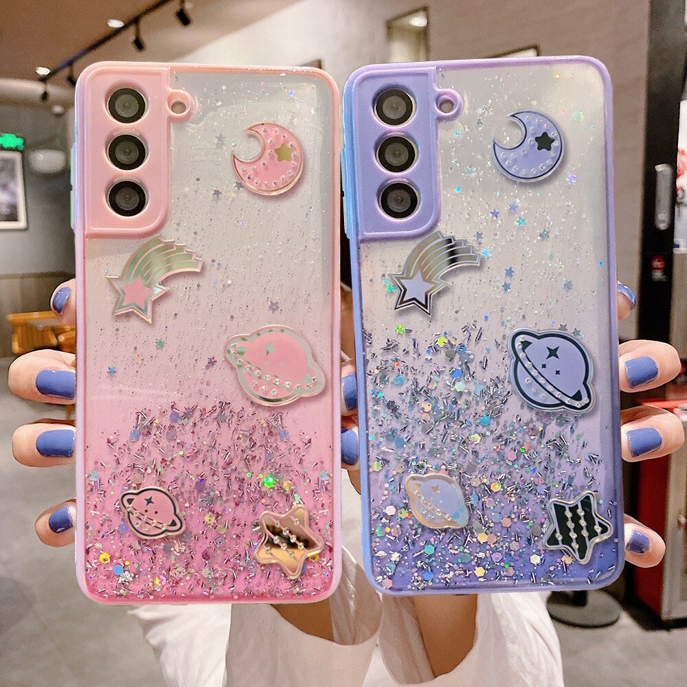 Glitter Planet Silicone Case For Samsung Galaxy