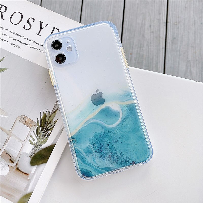 Gradient Marble Texture Clear Phone Case For iPhone