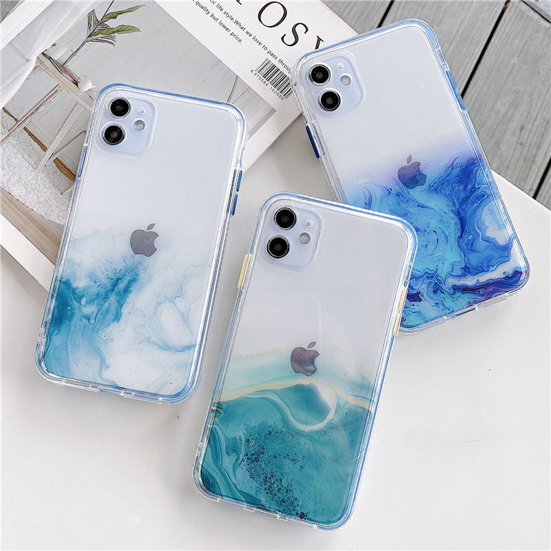 Gradient Marble Texture Clear Phone Case For iPhone